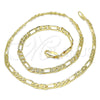 Gargantilla Basica 04.213.0142.16 Oro Laminado, Diseño de Figaro, Pulido, Tono Dorado (100 Gauge, 04 MM Thickness, 16 Inches Length)