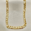 Gargantilla Basica 04.63.0118.22 Oro Laminado, Diseño de Figaro, Pulido, Tono Dorado (140 Gauge, 06 MM Thickness, 22 Inches Length)