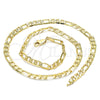 Gargantilla Basica 04.63.0118.20 Oro Laminado, Diseño de Figaro, Pulido, Tono Dorado (140 Gauge, 06 MM Thickness, 20 Inches Length)