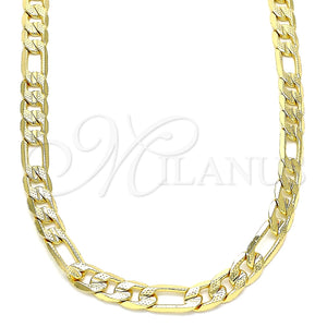 Gargantilla Basica 04.63.0118.20 Oro Laminado, Diseño de Figaro, Pulido, Tono Dorado (140 Gauge, 06 MM Thickness, 20 Inches Length)