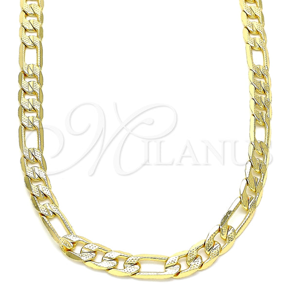 Gargantilla Basica 04.63.0118.16 Oro Laminado, Diseño de Figaro, Pulido, Tono Dorado (140 Gauge, 06 MM Thickness, 16 Inches Length)