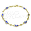 Pulsera Elegante 03.213.0141.1.08 Oro Laminado, Diseño de Elefante y Ojo Griego, Esmaltado Azul, Tono Dorado (06 MM Thickness, 8 Inches Length)
