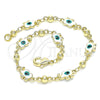 Pulsera Elegante 03.213.0141.3.08 Oro Laminado, Diseño de Elefante y Ojo Griego, Esmaltado Blanco, Tono Dorado (06 MM Thickness, 8 Inches Length)
