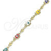 Pulsera Elegante 03.213.0141.4.08 Oro Laminado, Diseño de Elefante y Ojo Griego, Esmaltado Multicolor, Tono Dorado (06 MM Thickness, 8 Inches Length)