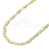 Gargantilla Basica 04.213.0253.24 Oro Laminado, Diseño de Pave Mariner, Pulido, Tono Dorado (04 MM Thickness, 24 Inches Length)