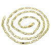 Gargantilla Basica 04.213.0253.24 Oro Laminado, Diseño de Pave Mariner, Pulido, Tono Dorado (04 MM Thickness, 24 Inches Length)