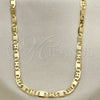 Gargantilla Basica 04.213.0253.24 Oro Laminado, Diseño de Pave Mariner, Pulido, Tono Dorado (04 MM Thickness, 24 Inches Length)