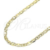 Gargantilla Basica 04.213.0254.24 Oro Laminado, Diseño de Mariner, Pulido, Tono Dorado (04 MM Thickness, 24 Inches Length)