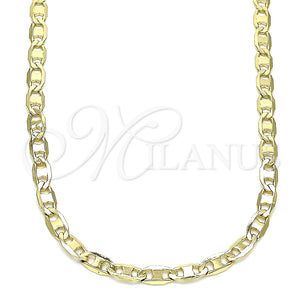 Gargantilla Basica 04.213.0254.24 Oro Laminado, Diseño de Mariner, Pulido, Tono Dorado (04 MM Thickness, 24 Inches Length)