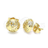 Arete Dormilona 02.156.0608 Oro Laminado, Diseño de Corazón, Pulido, Tono Dorado