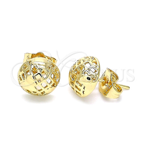 Arete Dormilona 02.156.0608 Oro Laminado, Diseño de Corazón, Pulido, Tono Dorado