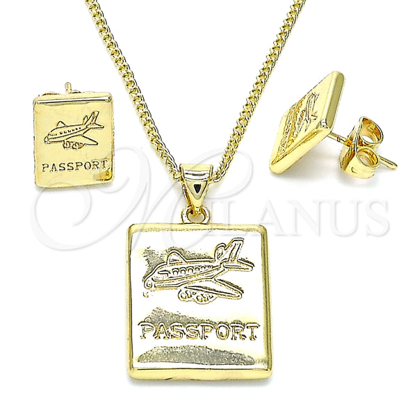 Juego de Arete y Dije de Adulto 10.156.0404 Oro Laminado, Pulido, Tono Dorado