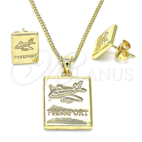 Juego de Arete y Dije de Adulto 10.156.0404 Oro Laminado, Pulido, Tono Dorado