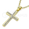 Dije Religioso 05.102.0004 Oro Laminado, Diseño de Cruz, con Blanca Micro Pave, Pulido, Tono Dorado