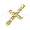 Dije Religioso 05.102.0009 Oro Laminado, Diseño de Cruz, con Blanca Micro Pave, Pulido, Tono Dorado