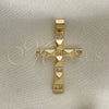 Dije Religioso 05.102.0009 Oro Laminado, Diseño de Cruz, con Blanca Micro Pave, Pulido, Tono Dorado