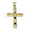 Dije Religioso 05.102.0009 Oro Laminado, Diseño de Cruz, con Blanca Micro Pave, Pulido, Tono Dorado