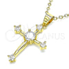Dije Religioso 05.102.0012 Oro Laminado, Diseño de Cruz, con Blanca Zirconia Cubica, Pulido, Tono Dorado