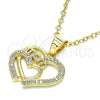 Dije Elegante 05.102.0019 Oro Laminado, Diseño de Mama y Corazón, con Blanca Micro Pave, Pulido, Tono Dorado
