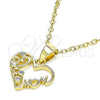 Dije Elegante 05.102.0022 Oro Laminado, Diseño de Mama y Corazón, con Blanca Zirconia Cubica, Pulido, Tono Dorado