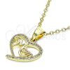 Dije Elegante 05.102.0023 Oro Laminado, Diseño de Mama y Corazón, con Blanca Micro Pave, Pulido, Tono Dorado