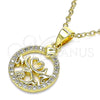 Dije Elegante 05.102.0025 Oro Laminado, Diseño de Mama y Corazón, con Blanca Micro Pave, Pulido, Tono Dorado