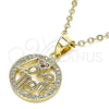 Dije Elegante 05.102.0026 Oro Laminado, Diseño de Mama y Amor, con Blanca and Rubi Micro Pave, Pulido, Tono Dorado