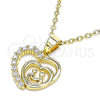 Dije Elegante 05.102.0027 Oro Laminado, Diseño de Corazón, con Blanca Zirconia Cubica, Pulido, Tono Dorado