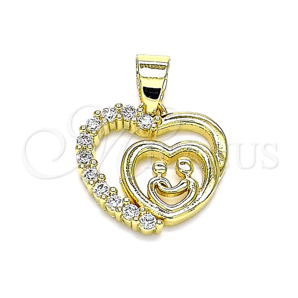 Dije Elegante 05.102.0027 Oro Laminado, Diseño de Corazón, con Blanca Zirconia Cubica, Pulido, Tono Dorado