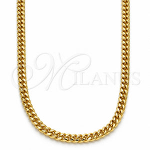 Gargantilla Basica 04.63.1413.22 Oro Laminado, Diseño de Miami Cubana, Pulido, Tono Dorado (Calibre 100, Grosor 03.6 MM, 22 Pulgadas de Largo)