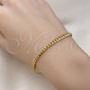 Pulsera Básica 04.63.1413.07 Oro Laminado, Diseño de Miami Cubana, Pulido, Tono Dorado (100 Gauge, 04 MM Thickness, 8 Inches Length)