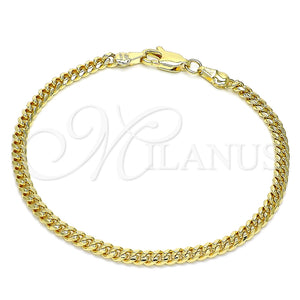 Pulsera Básica 04.63.1413.07 Oro Laminado, Diseño de Miami Cubana, Pulido, Tono Dorado (100 Gauge, 04 MM Thickness, 8 Inches Length)