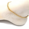 Tobillera Básica 5.223.013.10 Oro Laminado, Diseño de Miami Cubana, Pulido, Tono Dorado (Calibre 120, Grosor 04.3 MM, 10 Pulgadas de Largo)