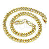 Tobillera Básica 5.223.013.10 Oro Laminado, Diseño de Miami Cubana, Pulido, Tono Dorado (Calibre 120, Grosor 04.3 MM, 10 Pulgadas de Largo)