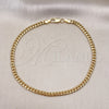 Tobillera Básica 5.223.013.10 Oro Laminado, Diseño de Miami Cubana, Pulido, Tono Dorado (Calibre 120, Grosor 04.3 MM, 10 Pulgadas de Largo)