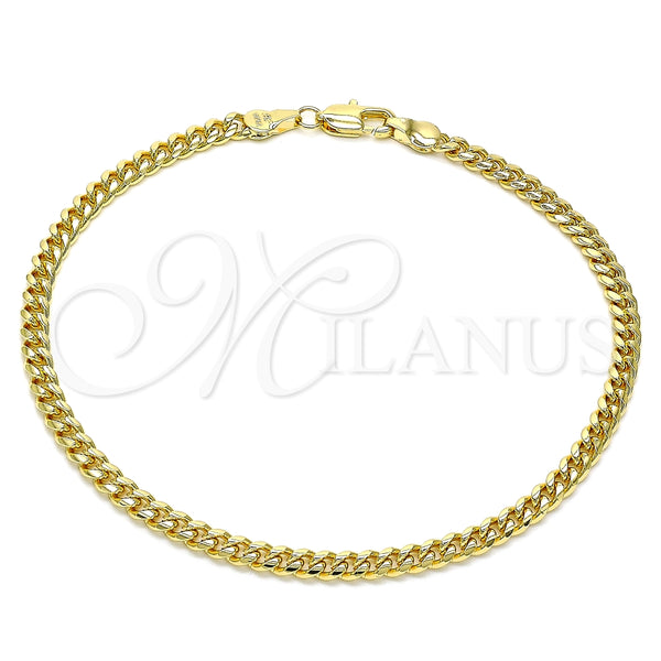 Tobillera Básica 5.223.013.10 Oro Laminado, Diseño de Miami Cubana, Pulido, Tono Dorado (Calibre 120, Grosor 04.3 MM, 10 Pulgadas de Largo)