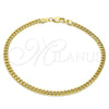 Tobillera Básica 5.223.013.10 Oro Laminado, Diseño de Miami Cubana, Pulido, Tono Dorado (Calibre 120, Grosor 04.3 MM, 10 Pulgadas de Largo)