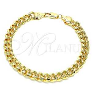 Tobillera Básica 04.63.0130.1.10 Oro Laminado, Diseño de Miami Cubana, Pulido, Tono Dorado (250 Gauge, 09 MM Thickness, 10 Inches Length)