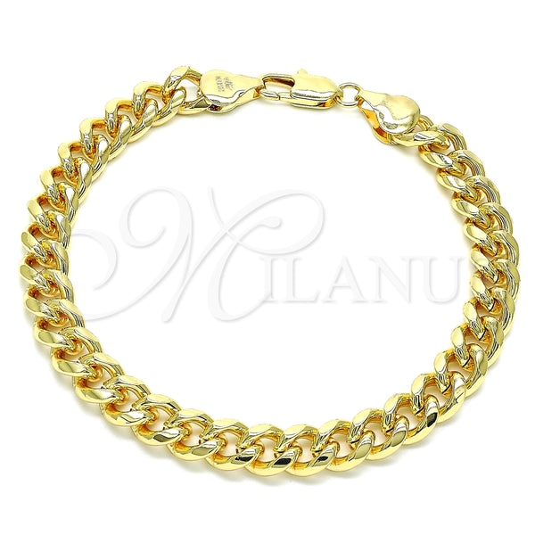 Tobillera Básica 04.63.0130.1.10 Oro Laminado, Diseño de Miami Cubana, Pulido, Tono Dorado (250 Gauge, 09 MM Thickness, 10 Inches Length)