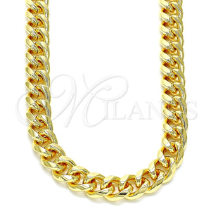 Gargantilla Basica 04.63.0130.1.22 Oro Laminado, Diseño de Miami Cubana, Pulido, Tono Dorado (250 Gauge, 09 MM Thickness, 22 Inches Length)