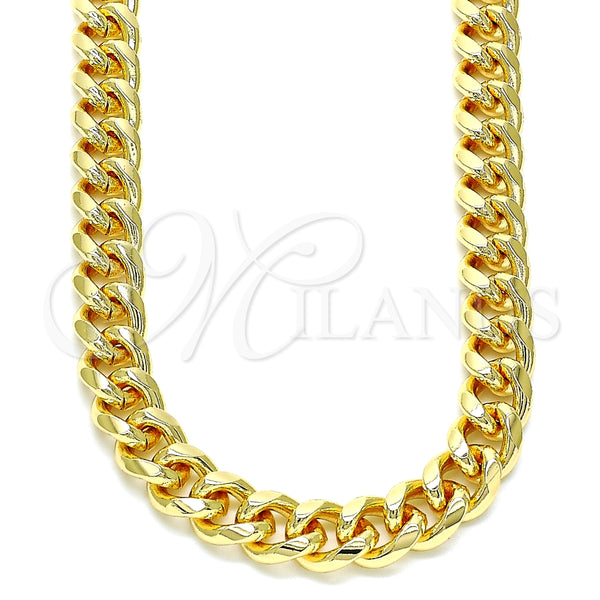 Gargantilla Basica 04.63.0130.1.22 Oro Laminado, Diseño de Miami Cubana, Pulido, Tono Dorado (250 Gauge, 09 MM Thickness, 22 Inches Length)