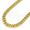 Gargantilla Basica 04.63.0130.1.30 Oro Laminado, Diseño de Miami Cubana, Pulido, Tono Dorado (250 Gauge, 09 MM Thickness, 30 Inches Length)