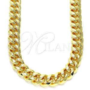 Gargantilla Basica 04.63.1414.22 Oro Laminado, Diseño de Miami Cubana, Pulido, Tono Dorado (300 Gauge, 11 MM Thickness, 22 Inches Length)