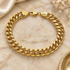Tobillera Básica 04.63.1414.10 Oro Laminado, Diseño de Miami Cubana, Pulido, Tono Dorado (Calibre 300, Grosor 11 MM, 10 Pulgadas de Largo)