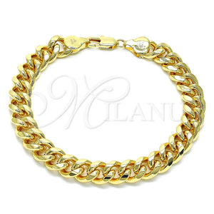 Tobillera Básica 04.63.1414.10 Oro Laminado, Diseño de Miami Cubana, Pulido, Tono Dorado (300 Gauge, 11 MM Thickness, 10 Inches Length)