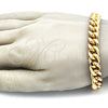 Pulsera Básica 04.63.1414.08 Oro Laminado, Diseño de Miami Cubana, Pulido, Tono Dorado (300 Gauge, 11 MM Thickness, 8 Inches Length)