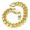 Pulsera Básica 04.63.1414.08 Oro Laminado, Diseño de Miami Cubana, Pulido, Tono Dorado (300 Gauge, 11 MM Thickness, 8 Inches Length)