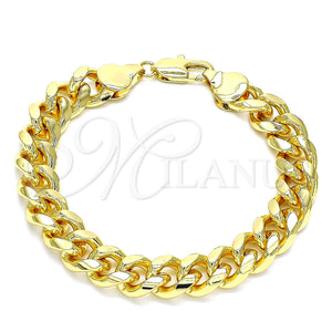 Pulsera Básica 04.63.1414.08 Oro Laminado, Diseño de Miami Cubana, Pulido, Tono Dorado (300 Gauge, 11 MM Thickness, 8 Inches Length)