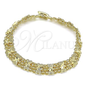 Pulsera Elegante 03.168.0037.08 Oro Laminado, Diseño de Arco, Pulido, Tono Dorado (09 MM Thickness, 8 Inches Length)