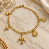 Pulsera de Dije 03.58.0062.07 Oro Laminado, Diseño de Tortuga y Sol, Pulido, Tono Dorado (Calibre 0.80, Grosor 03 MM, 7 Pulgadas de Largo)